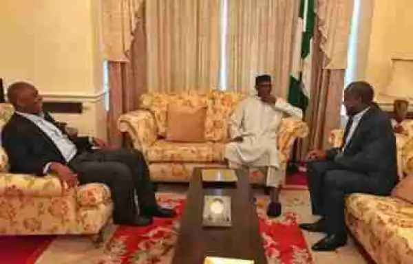 Saraki And Dogara Meet With President Buhari At Abuja House In London (Photo)